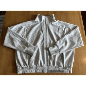 Yogalicious Women's Mock‎ Neck Gray Full Zip Scuba Muse Jacket Athletic Sz M